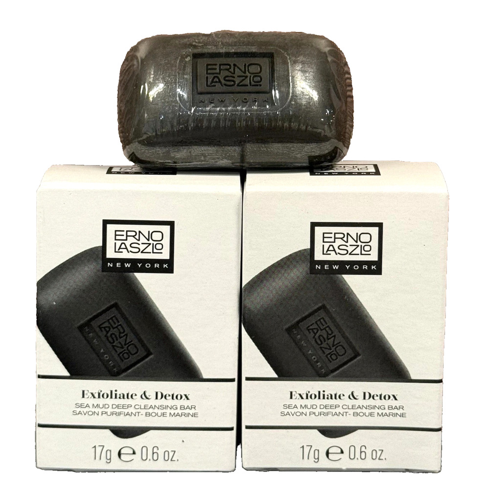 2-Bars Erno Laszlo Exfoliate & Detox Sea Mud Deep Cleansing Bar Travel 0.6oz/17g